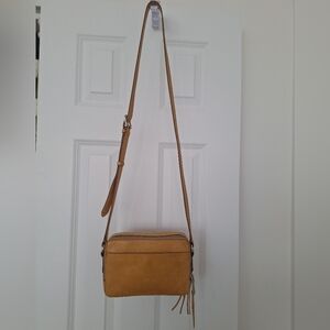 Frye Crossbody Genuine Leather Camera Bag In Sunflower Yellow w/ Silver Hardware